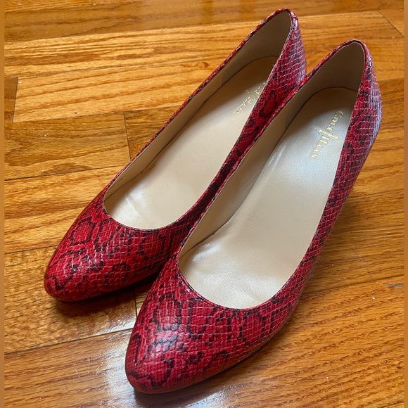 Cole Haan Red Faux Snakeskin 3” Heels / Pumps - Picture 1 of 9